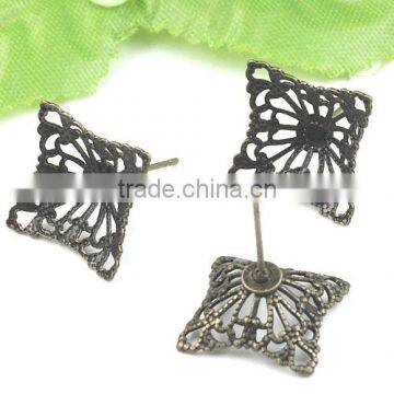 14mm Hollow Umbrella-shaped Antique Bronze Ear Stud