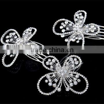 3pieces/lot Butterflies Rhinestones Hair Combs Bridal Hair Accessories