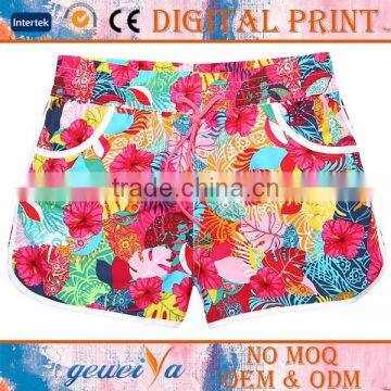 Polyester Peach Skin Custom Lady Beach Digital Printed Shorts