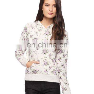 CHEFON Rose Garden Print Women White Hoodie CH0056