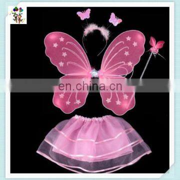 Colorful Kids Girl Party Princess Fairy Butterfly Wings With Headband Wand Skirt HPC-0800