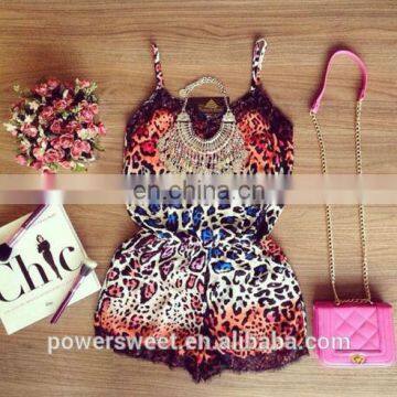 Fashion STRIPE PRINTED WOMEN SEXY LEOPARD PATTERN BACKLESS JUMPSUITS