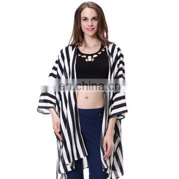 Office uniform designs for women pants and blouse Modern chiffon blouse Striped blouse white black