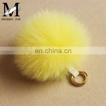 2016 Fashionable Customized Colorful Dyed Beautiful Mixed Color Real Fox Fur Pom Poms Keychain