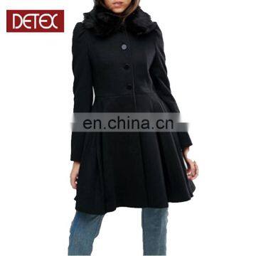 Faux Fur Collar Women Handmade Wool Coat