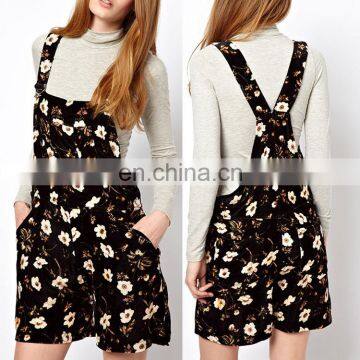 Dungaree printed clothing spaghetti strap casual dress