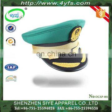 Military Officer Peak Cap with Hand-made Embroidery