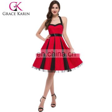 New Arrival Grace Karin Cheap Halter Cotton 1950s Retro Vintage Spired Dresses CL006090-4