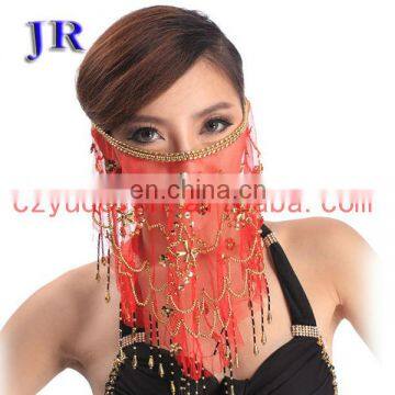 Tribal Indian Women Beaded Belly Dance Face Veil Accessory P-9015# photo-2