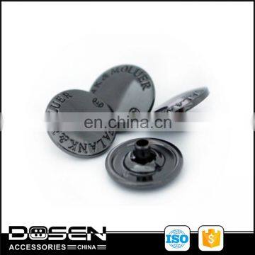 Gun Metal Black Shiny Dome Custom Engrave Logo Metal Snap Button Snap Fastener Studs Button for Jacket Coat Shirt 15mm