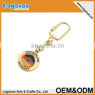 2016 Best sales souvenir gift custom logo gold spinner keychain metal keyrings