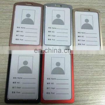 Vertical shape stainless steel card holder for id badge