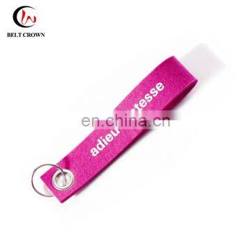 Customized double sided silk printed short felt keychain with logo