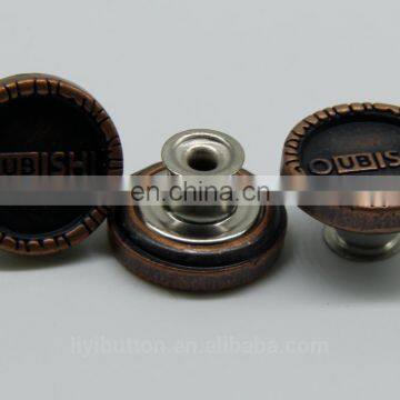 china factory 15mm high class zinc alloy button for garment