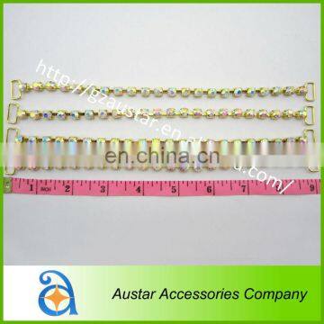 Wholesale single row gold crystal ab rhinestone bikini connector,chains swimwear connectors