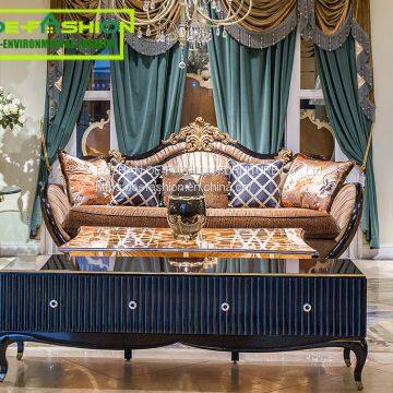 Royal Palace Hand Carved Fabric Sofa/European Living Room Furniture