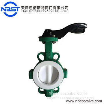 Handle Lever Type Iron Wafer Butterfly Valve PTFE Butterfly Valve