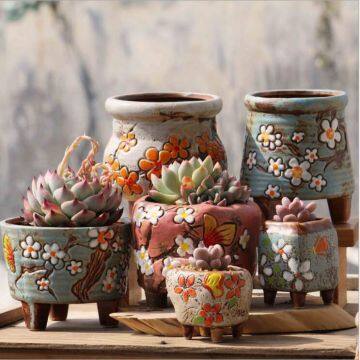 Korean garden pot flower decor hand-painted ceramic flower pots