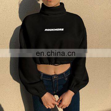 LAITE H2016 Autumn Women Sweatshirts Ladies High Collar Crop Top Sweatshirts Women Printed Clothing photo-5