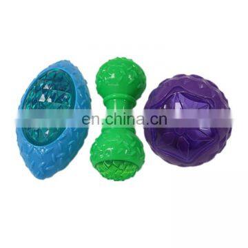 Flashing Glow in The Dark Interactive Pet Toys Diamond Shape LED light up squkey dog ball