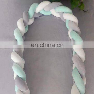 Mixed Colors Baby Crib Pillow Braided Crib Bumper Knot Decorative Bolster Pillow photo-3