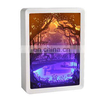 3D Light and Shadow Night Lamp Paper Carving Art Photo Frame Box photo-3