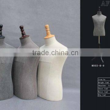 wholesale adjustable men mannequin upper body manikin with wooden base male dummy M003- B-9