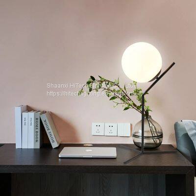 Table Lamp 220v Modern Gold Glass Ball Table Lamps Led Desk Lamp Frosted Glass Table Lamps for Studying Bedroom Bedside Dining photo-3