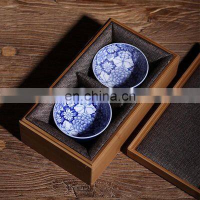 wholesale high-grade ceramic cup packaging gift box solid wood bamboo storage boxes