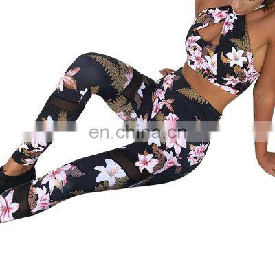 Tracksuit For Women Yoga Floral Print Long Pants Fitness Sport