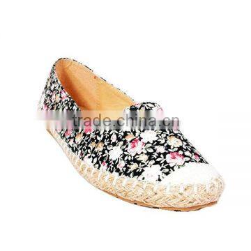 Lady Linen Flat Shoes Spring Flower Canvas Espadrilles Shoes photo-2
