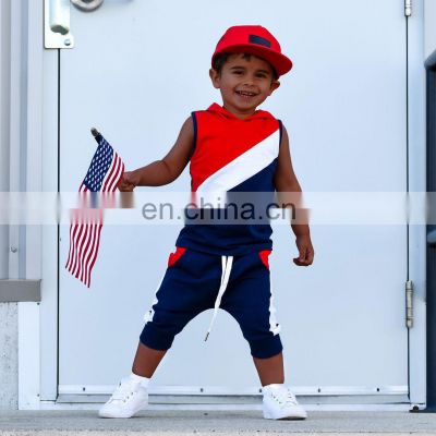 Wholesale custom boys sleeveless color block pullover sports casual children's wear