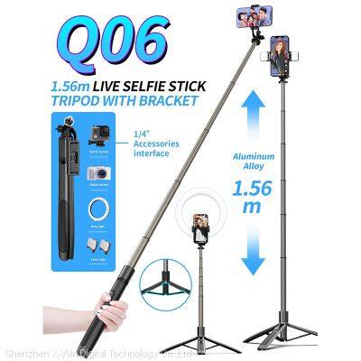 Q06   multi-functional reinforced aluminum alloy live Bluetooth tripod selfie stick