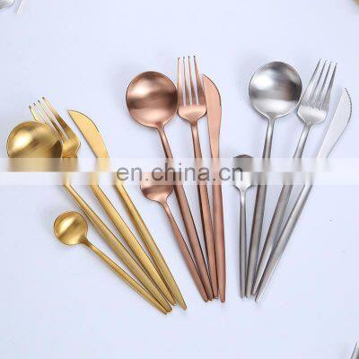 Stainless Steel 24 Piece Plated Golden Hotel Cutlery Wedding Restaurant Homefelt Flatware Sets