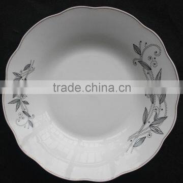 Porcelain Soup Palte With Cut Edge Shape Supply for BANGLADESH Ceramic Soup Palte With Decal and Line photo-2