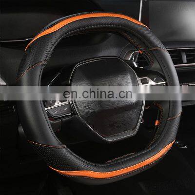 Autoaby Classic fashion Carbon Fibre PU Leather Auto Accessories interior Steering Wheel Cover For Peugeot 3008 4008 5008