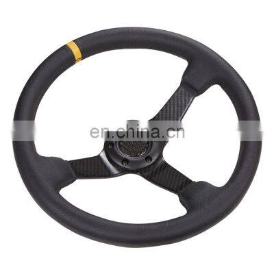 Custom real Universal 350mm deep dish Innova Leather Finer Car Carbon fiber steering wheel