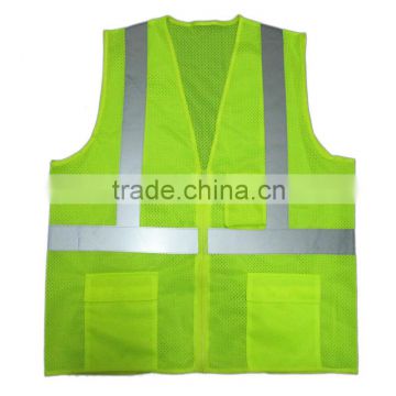 High visibility mesh safety vests with pouch EN471 110gsm