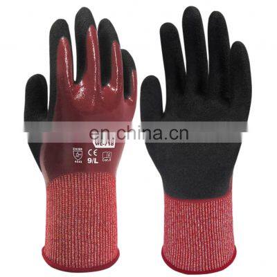 Waterproof Oil Chemical Proof Safety Garden HPPE Micro Foam Nitrile EN388 ANSI A4 Oilfield Gas Anti Cut Resistant Work Gloves