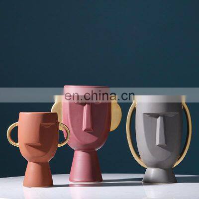 ENO Nordic Head Face Ceramic Vase Creative Modern Home Crafts Decorations photo-2