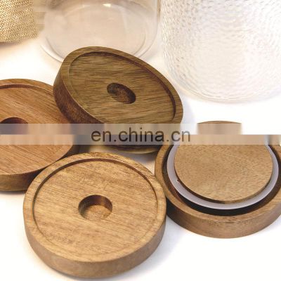 Wholesale beer can 500ml drinking water beer glass canister cup spice storage jar bottle tumbler mug with bamboo wooden lid