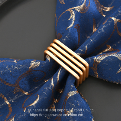 Factory Cheap Wholesale Wedding Gold Spiral Square Napkin Ring photo-2