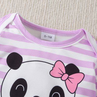 3pcs Newborn Baby's Cartoon Moon & Cloud Pattern Footed Bodysuit, Casual Comfy Long Sleeve Romper, Toddler & Infant Girl's Onesie, As Gift photo-3