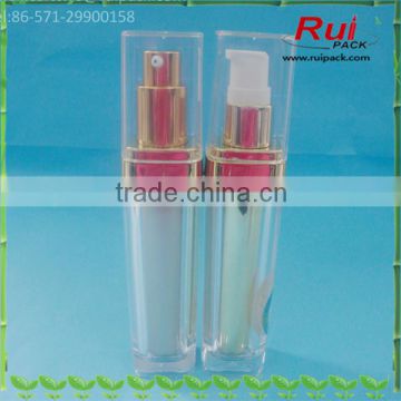 15ml 30ml clear cosmetic acrylic bottle, empty transparent gold square acrylic liquid bottles