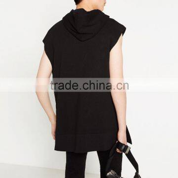 New Style Men's Blank Pullover Black Sleeveless Hoodies photo-2
