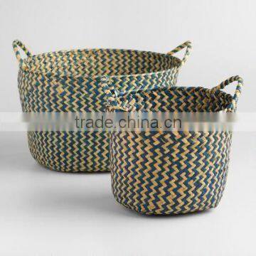 High quality best selling eco-friendly Round woven storage basket with handles from Vietnam