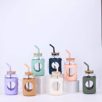 Стеклянный стакан с трубочкой, многоразовый кофейный стакан, стеклянный стакан для молочного чая и сока, стеклянная шейкерная бутылка