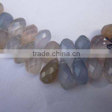 7 inch multi chalcedony faceted drops beads gemstone 6x10mm to 6x15mm