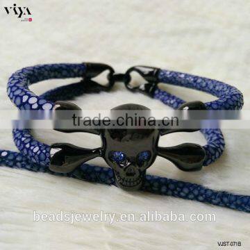 2016 New Coming Genuine Hand Made Stingray/ Python Leather Bracelet Made In China