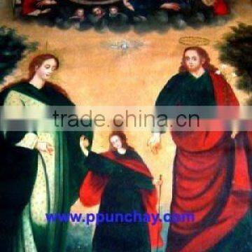 Art Oil Painting "Holy Family" 47x31" Peru